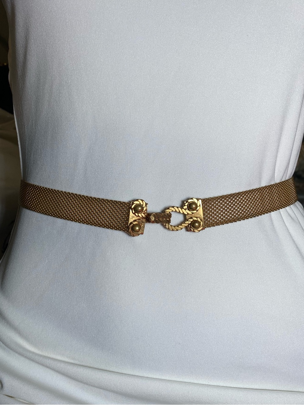 Vintage Mesh Waist Belt with Decorative Rope Clasp